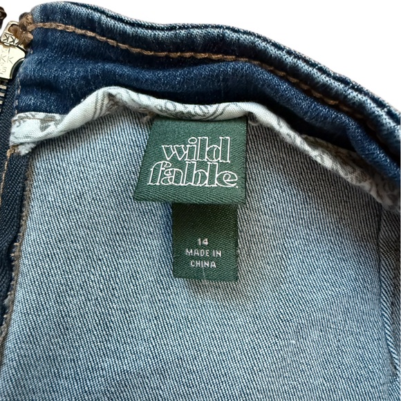 wild fable Blue Denim Mini Skirt with Front Slit - Picture 2 of 4